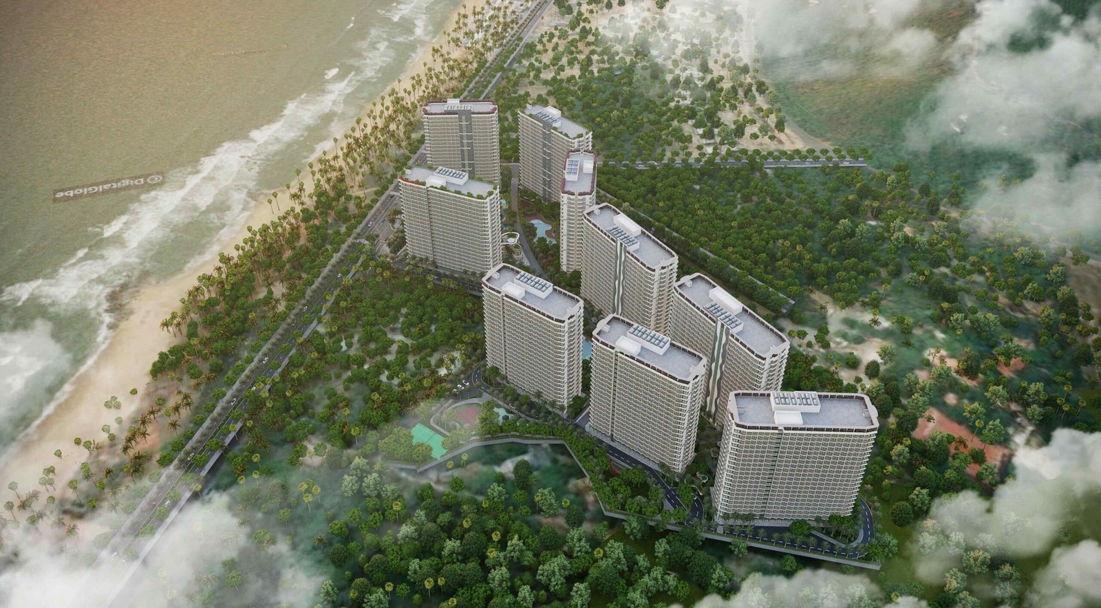 Phối cảnh toàn cảnh dự án Q Topia bên bờ biển Phước Hải