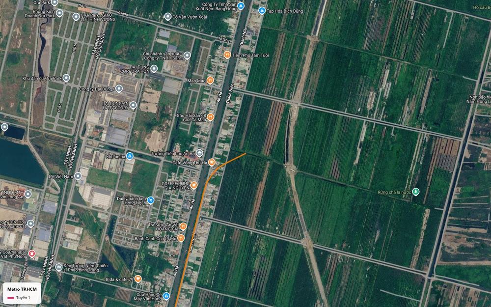 Hình thái đơn giản của tuyến metro số 1 TP.HCM tại điểm khởi đầu phía tây ở khu dân cư An Hạ, huyện Bình Chánh