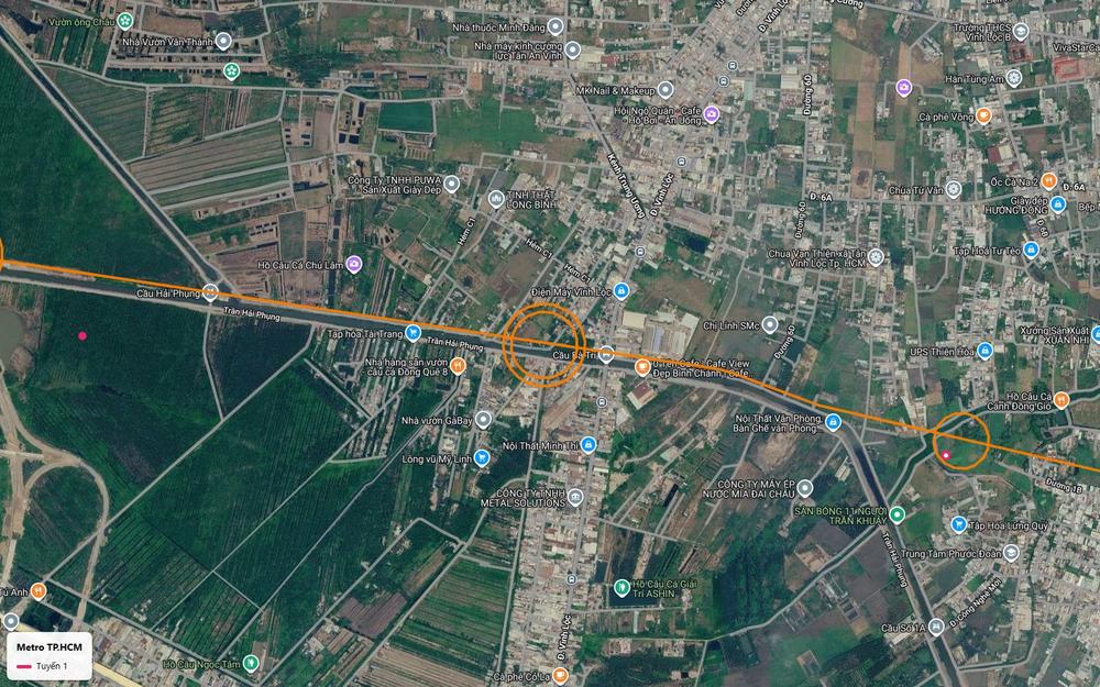 Ga trung chuyển vòng đôi của tuyến metro số 1 tại điểm cắt đường Vĩnh Lộc, gần kênh Trung Ương ở Bình Chánh