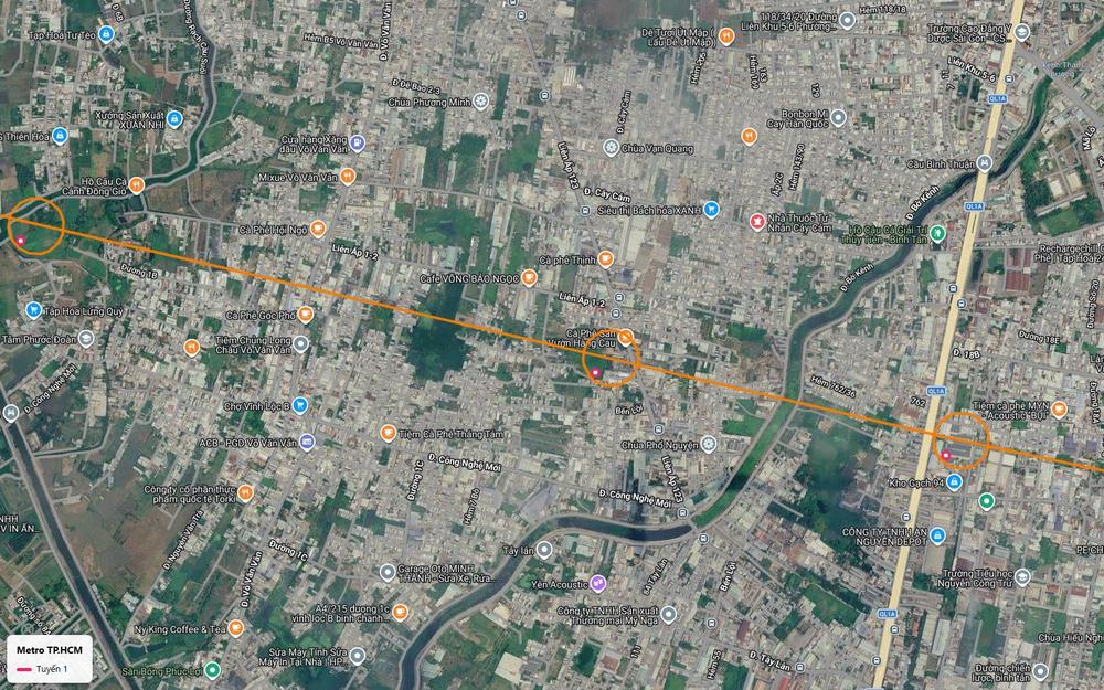Tuyến metro số 1 vượt dải dân cư Bến Lội để tiến tới ga trung chuyển đặt ngay hành lang Quốc lộ 1A