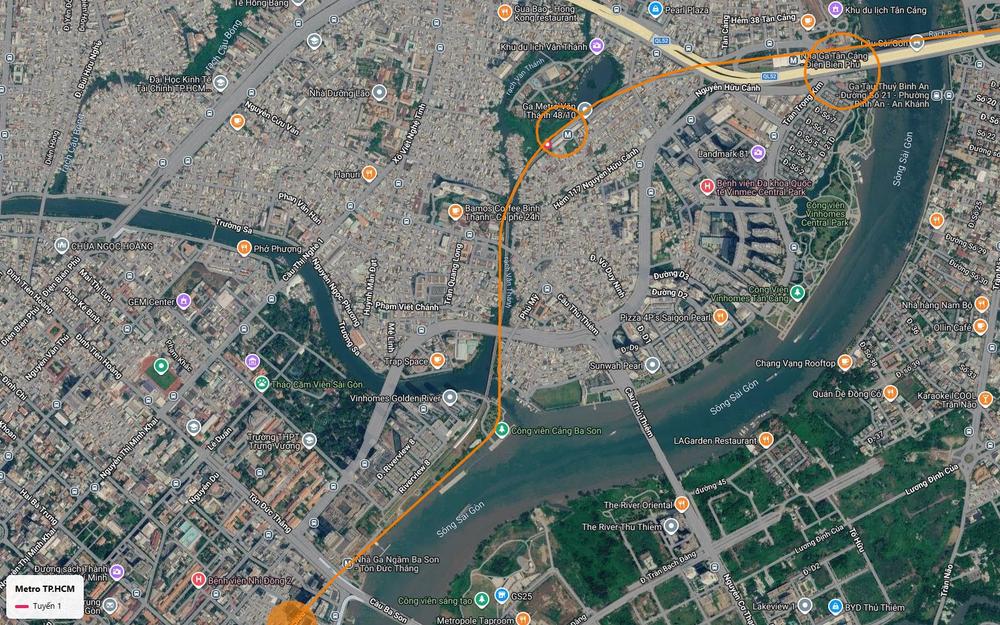 Ga Văn Thánh của tuyến metro số 1 tại Bình Thạnh, vượt rạch Văn Thánh, gần Landmark 81 và Vinhomes Central Park