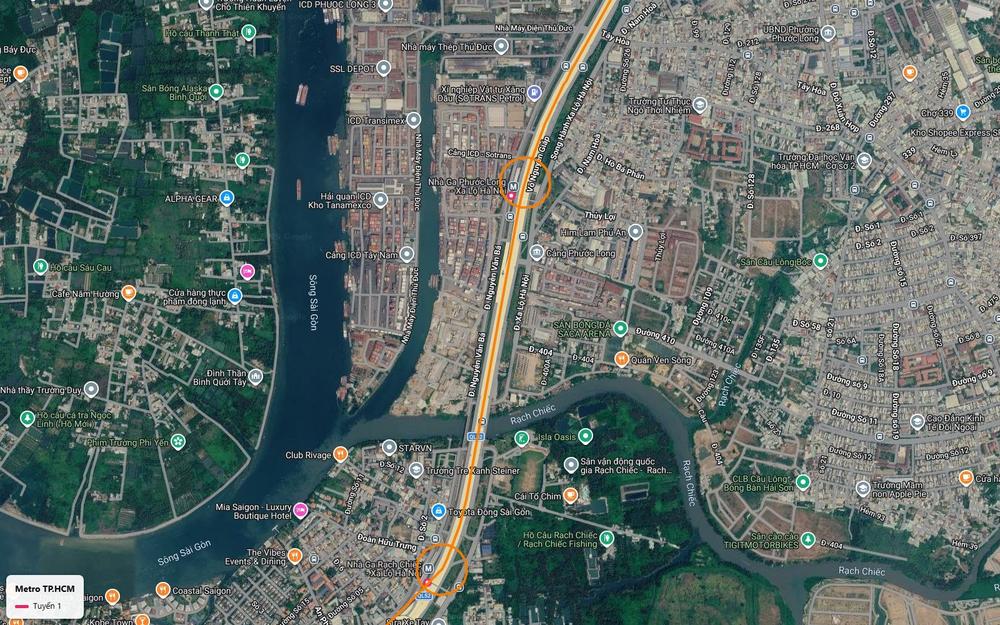 Ga Phước Long của tuyến metro số 1 trên hành lang Võ Nguyên Giáp, giữa cụm cảng ICD và khu dân cư Phước Long
