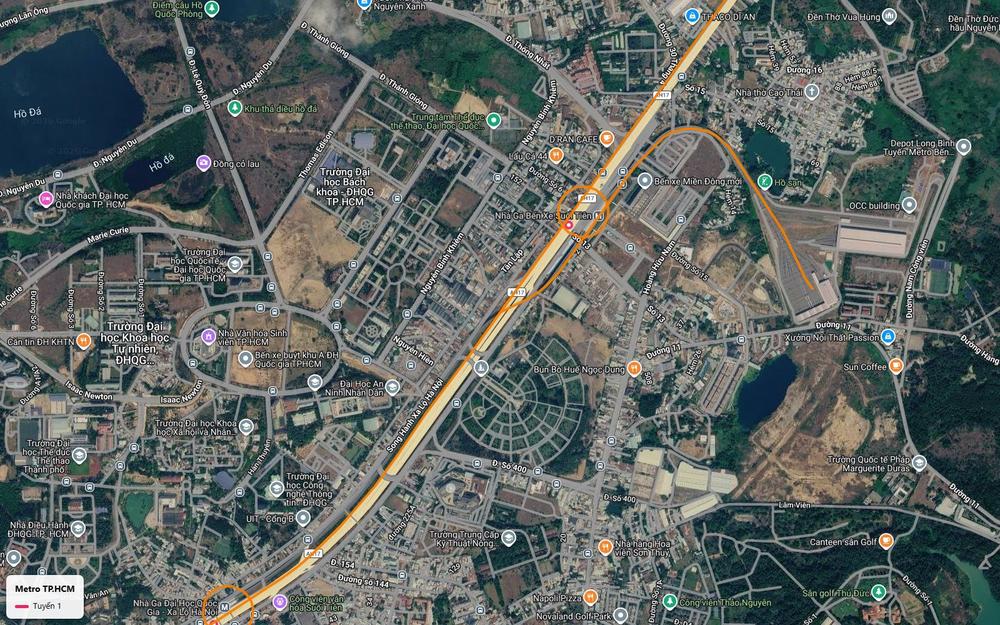 Toàn cảnh điểm cuối tuyến metro số 1 TP.HCM gồm ga Bến xe Suối Tiên, depot Long Bình và làng đại học ĐHQG