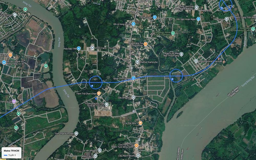 Chặng sông nước tuyến metro số 5 băng sông Tắc vào Long Phước hướng ra sông Đồng Nai