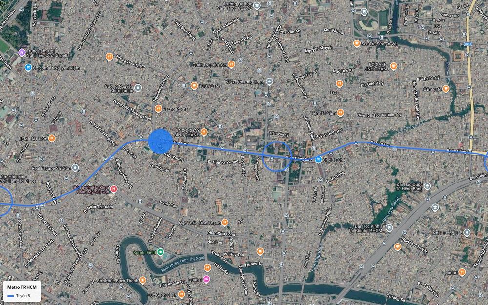 Chặng lõi ngầm tuyến metro số 5 dưới Phan Đăng Lưu, Phú Nhuận, gần chợ Bà Chiểu