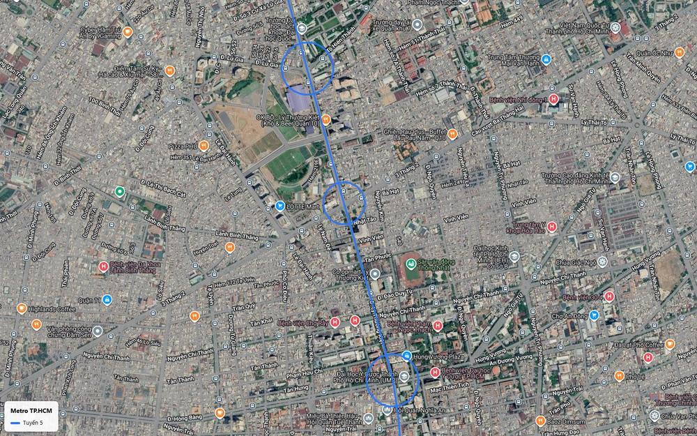 Chặng lõi ngầm tuyến metro số 5 trên Lý Thường Kiệt qua Bách khoa, Chợ Rẫy, Đại học Y Dược