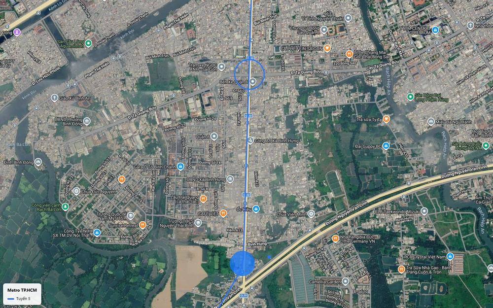 Chặng đô thị Quốc lộ 50 tuyến metro số 5 qua Bình Hưng, giao Nguyễn Văn Linh