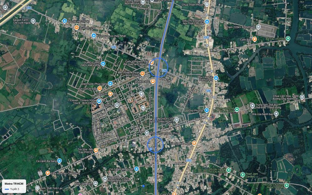 Chặng đô thị Quốc lộ 50 tuyến metro số 5 qua Phong Phú 4 và chợ Phú Lạc