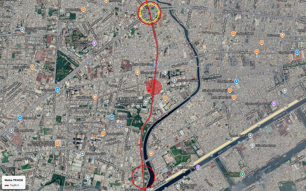 Ga trung chuyển tuyến metro số 6 tại vòng xoay Phú Lâm Quận 6 trên trục Kinh Dương Vương gần Bến xe Miền Tây