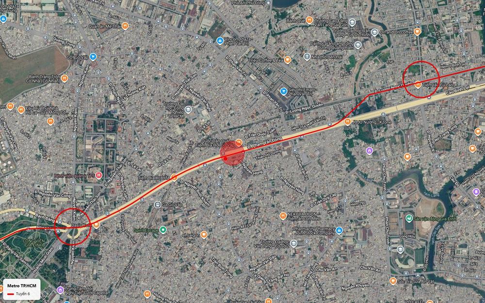 Tuyến metro số 6 bám đại lộ Phạm Văn Đồng qua Gò Vấp với ga ngầm Nguyễn Hồng Phan Văn Trị gần Đại học Văn Lang